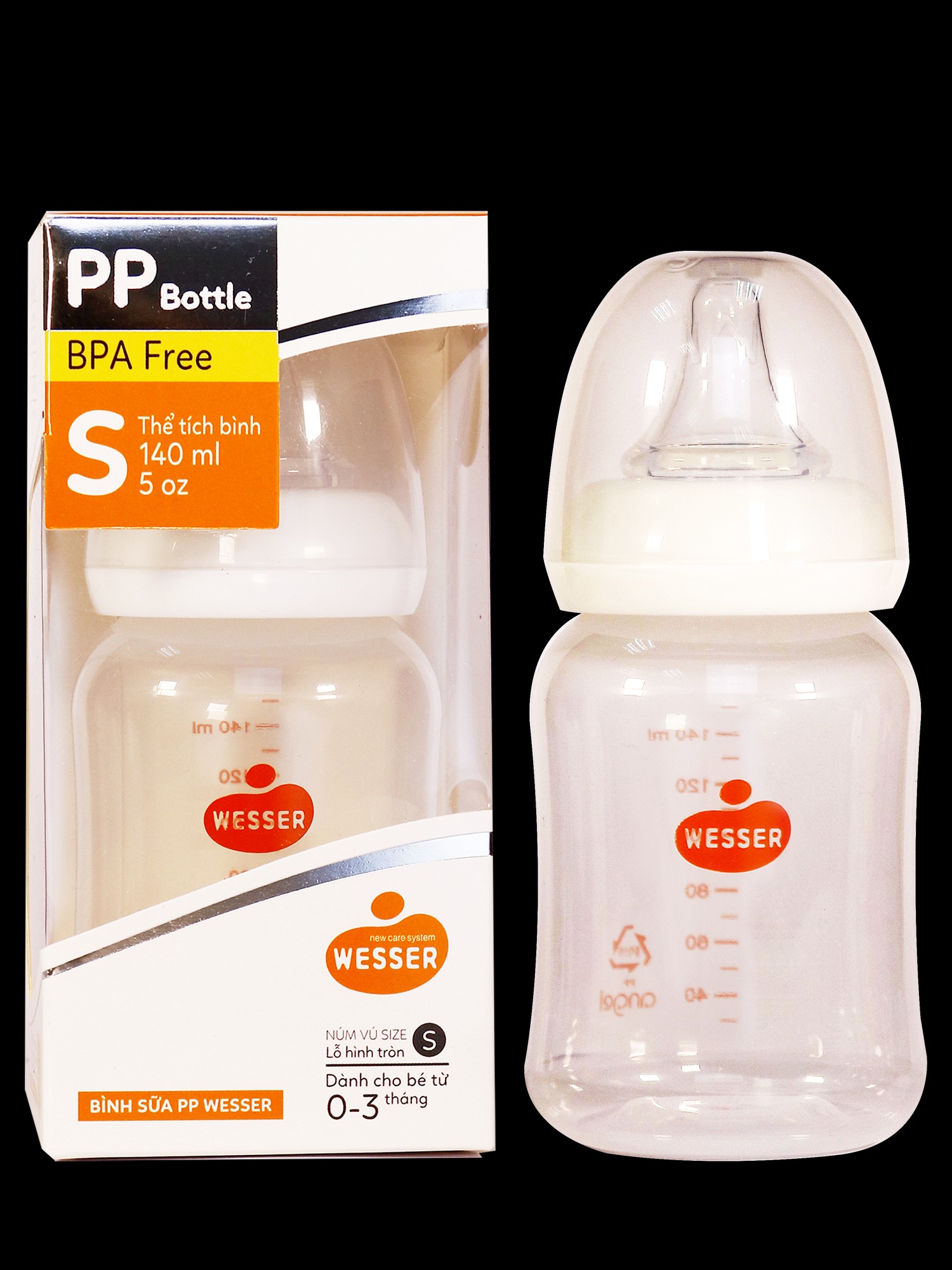 Combo bình sữa wesser nano silver 140ml + cọ rửa wesser