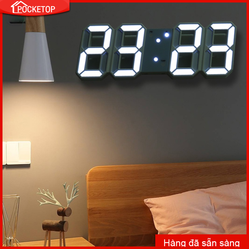 Đồng hồ đèn LED kỹ thuật số 3D mang phong cách đơn giản và tích hợp chỗ sạc USB - INTL