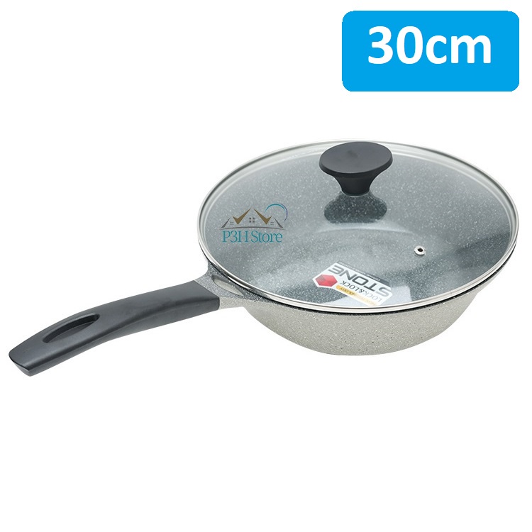 Chảo sâu lòng lock&lock có nắp vân đá đáy từ 28cm lca6285d 30cm lca6305d