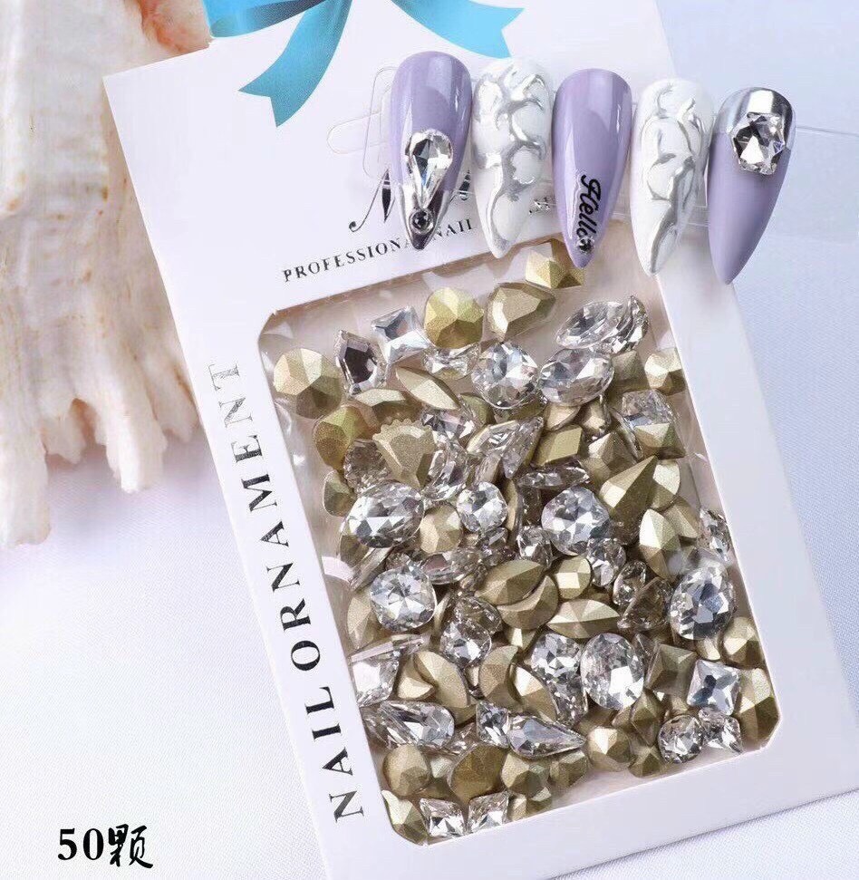 Đá khối chân rùa mix mẫu ,Set 50 viên - Mini Nails