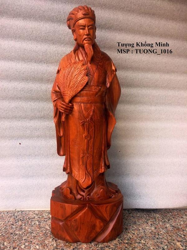 Tượng Khổng Minh gỗ Hương cao 60cm