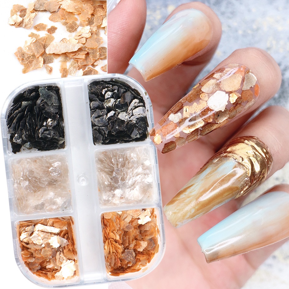 Set Nhũ Vẩy Cá Gold | 6 Màu Trang Trí Móng