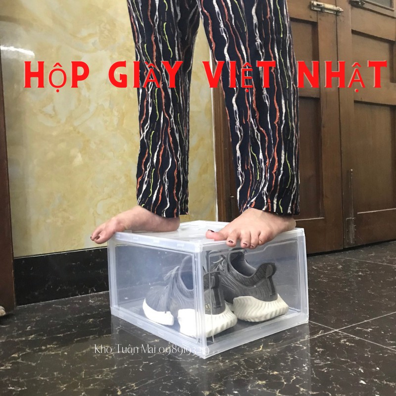 Hộp đựng giầy SALE nhựa cứng nắp cửa trong suốt thông minh Việt Nhật size lớn Sneaker Box