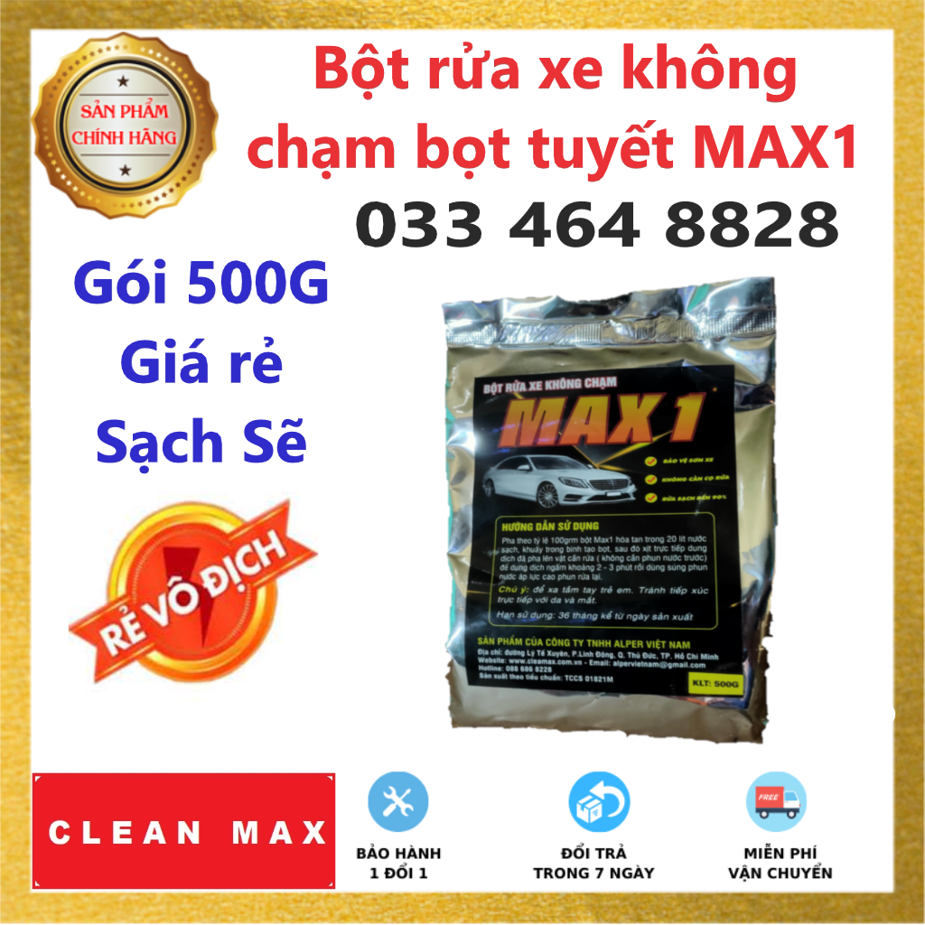 Bột rửa xe bọt tuyết không chạm MAX1 gói 500Gam