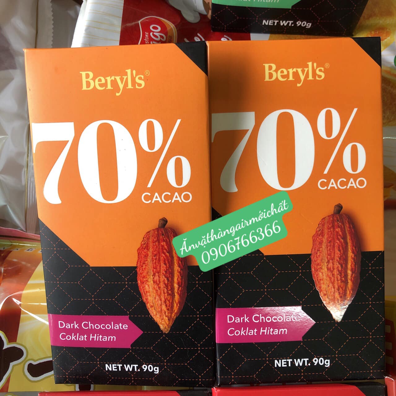 [Date Đẹp 12/2026]Socola Đắng Beryl’s Không Đường Thanh 90 gram