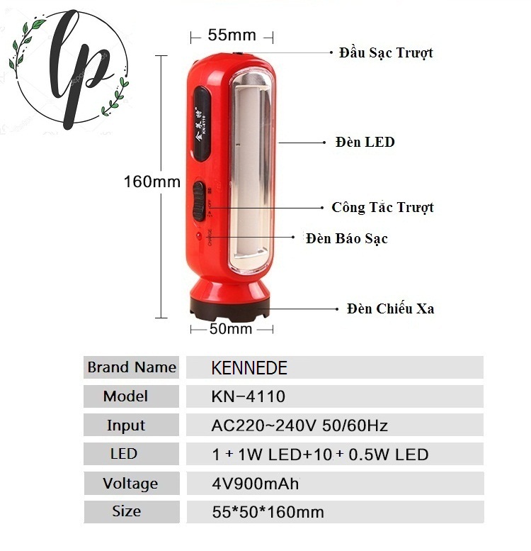Đèn Tích Điện Kennede - Đèn tích điện 360 độ
