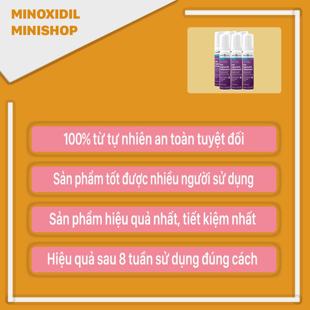 Dung Dịch Mọc Tóc - Mọc Lông Vùng Kín Nữ Minoxidil Basic Care 5% Dạng Bọt
