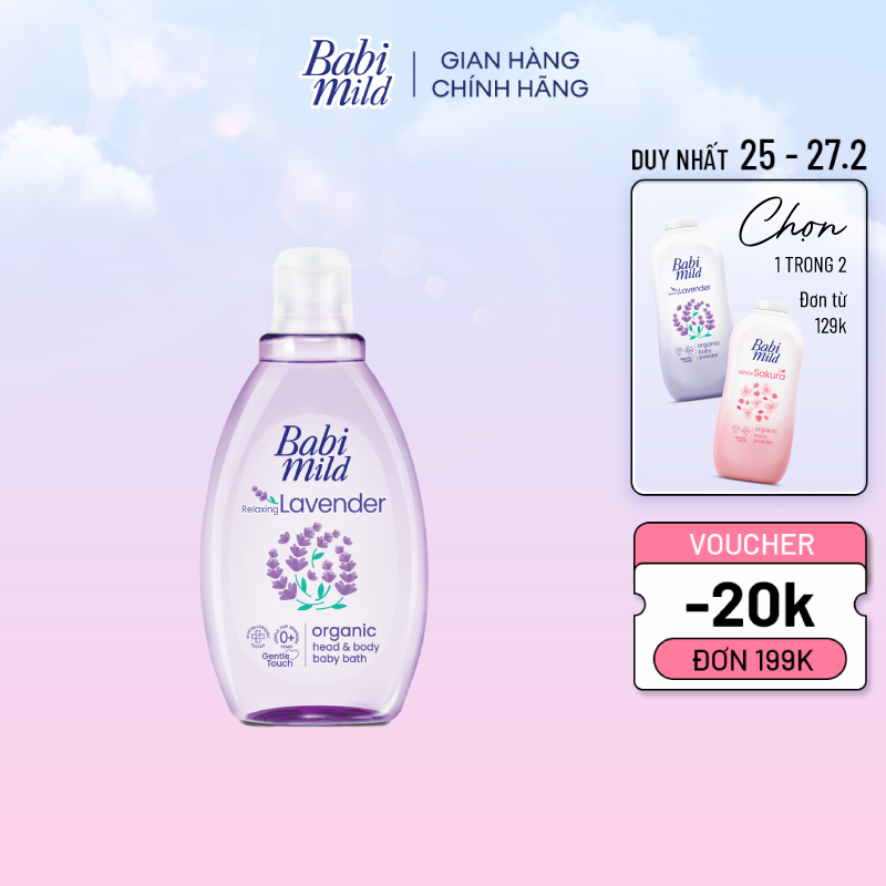 Sữa Tắm Gội Trẻ Em Babi Mild Lavender 180ML