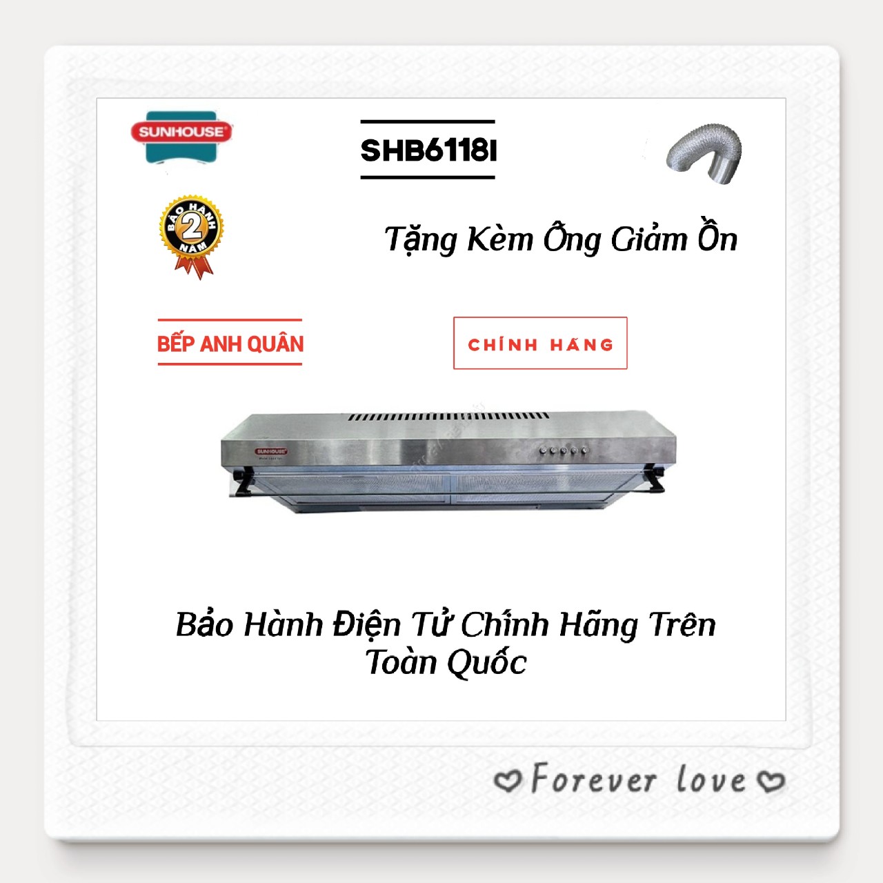 Máy Khử Mùi INOX Cao Cấp SUNHOUSE SHB6118I