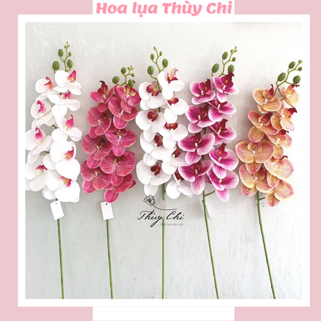 Hoa giả,hoa lụa- cành hoa lan hồ điệp chất liệu cao su cao cấp 9bông - shophoathuychi