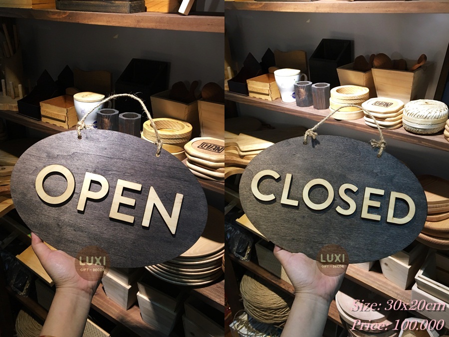 Bảng gỗ 2 mặt Open - Close 04 LUXI decor
