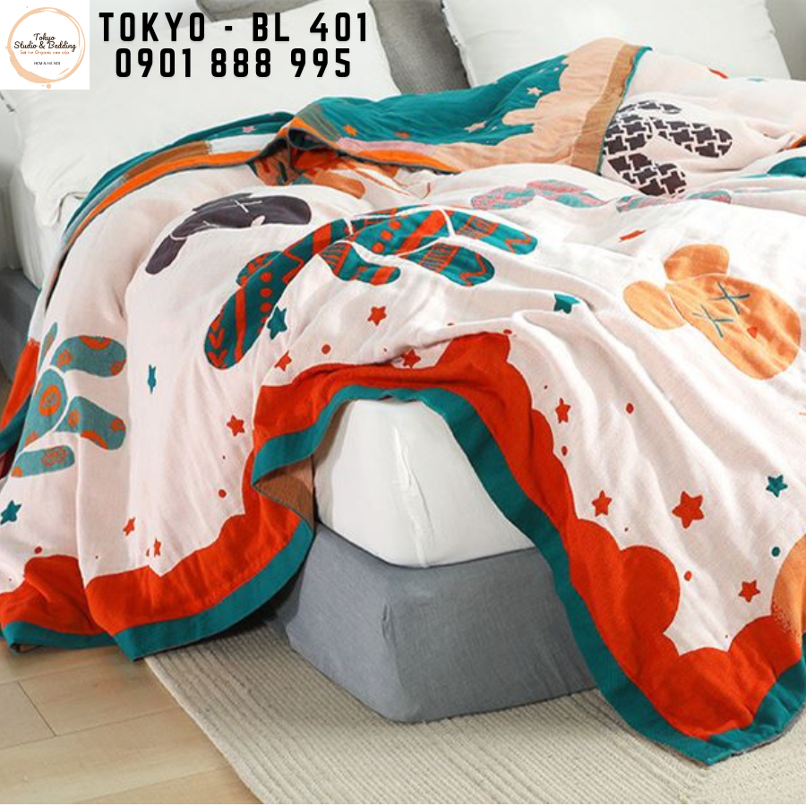 (2)TH Chăn Xô Cotton Sợi Tre Organic cho Bé