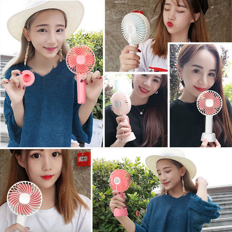 Quạt mini cầm tay 3 tốc độ siêu mát có pin và cáp sạc [ Giao màu ngẫu nhiên]