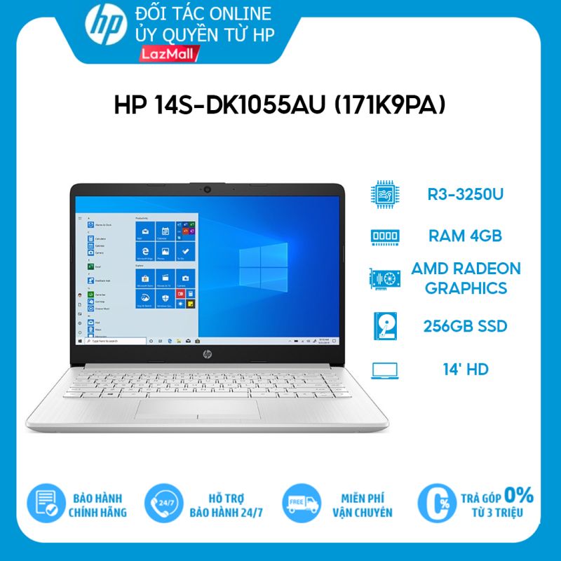 [VOUCHER 10% - MAX 2.5 TRIỆU] Laptop HP 14s-dk1055au (171K9PA) (R3-3250U | 4GB | 256GB | 14 HD | Win 10)