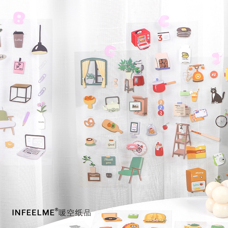 [HCM]Set 2 tấm sticker đồ vật xinh xắn (Hàng có sẵn)