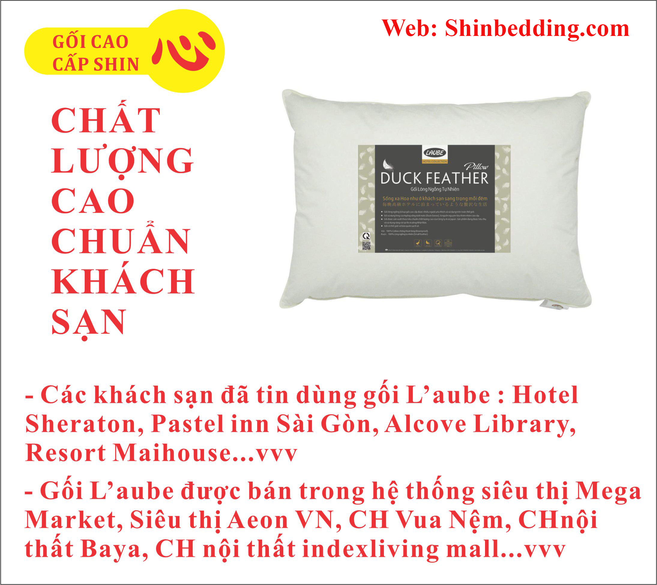 Gối ôm lông vũ Laube Feather 35x100cm
