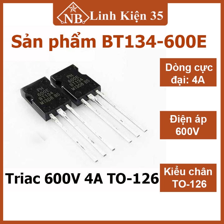 Triac bt134 600e 600v 4a to-126, triac 5 lớp bán dẫn