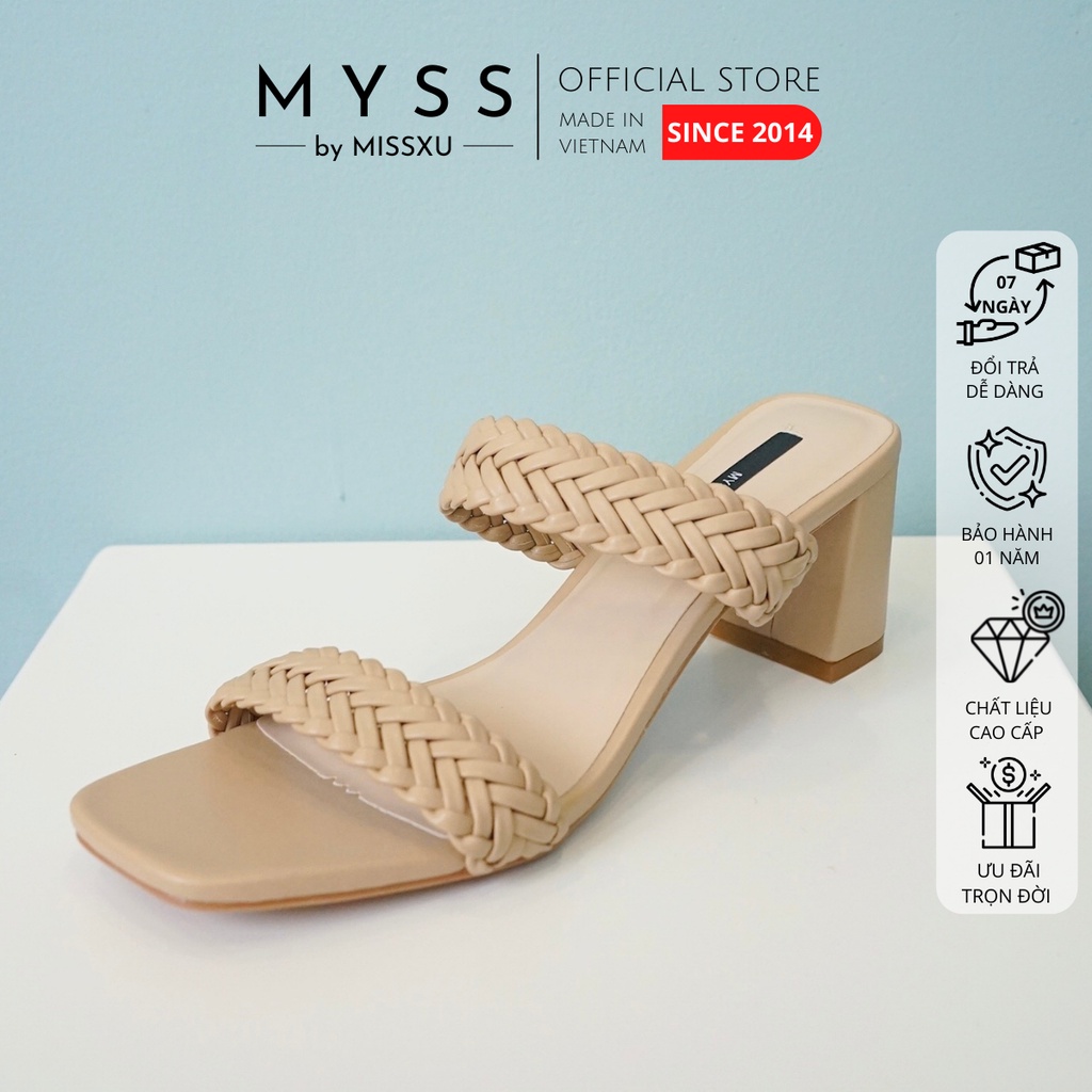 Giày guốc nữ thắt bím 2 quai ngang 7 cm thời trang MYSS - SU110