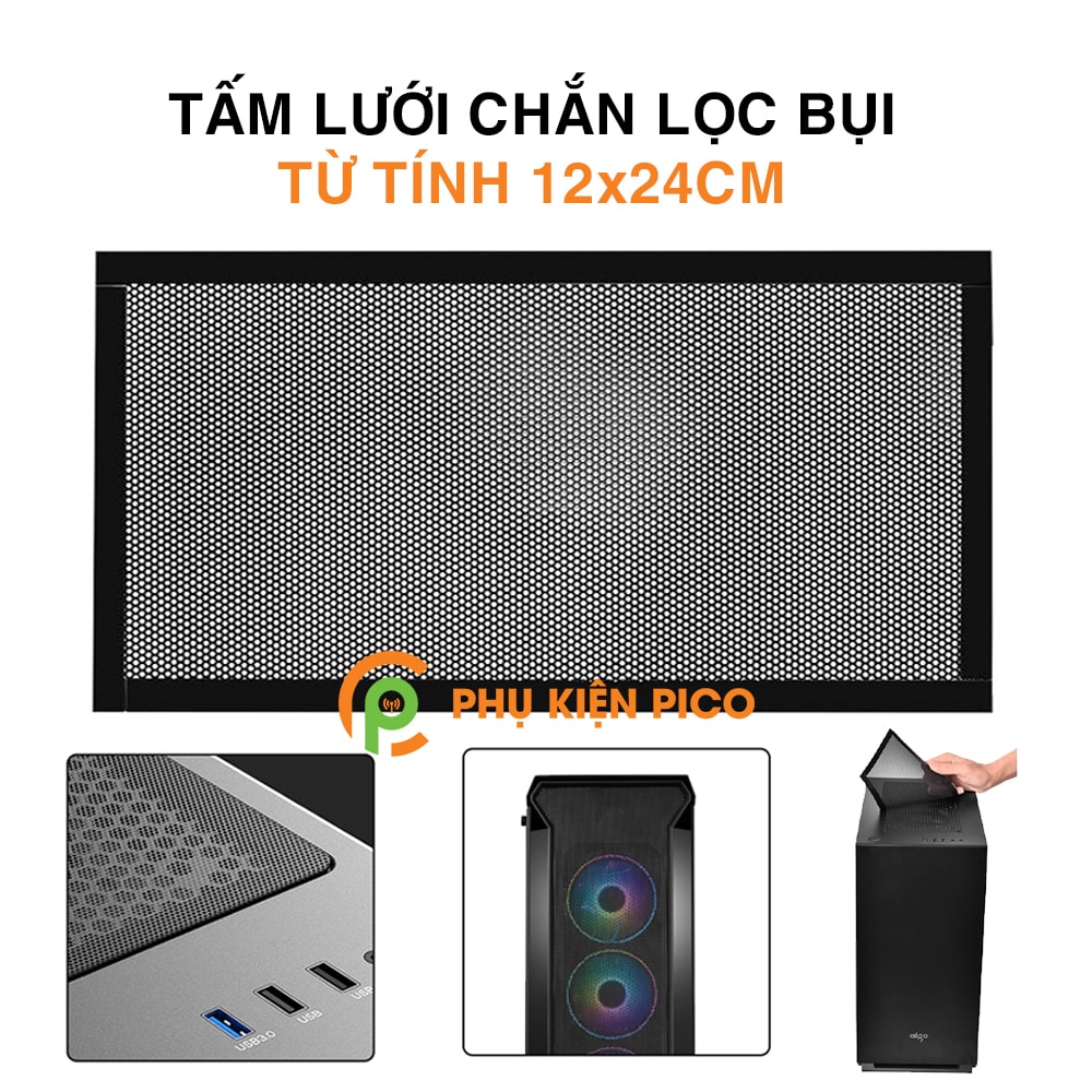 Tấm lưới chắn lọc bụi từ tính quạt máy tính kích thước 12x24cm - Lưới từ tính chắn bụi case  12x12cm 14x14cm