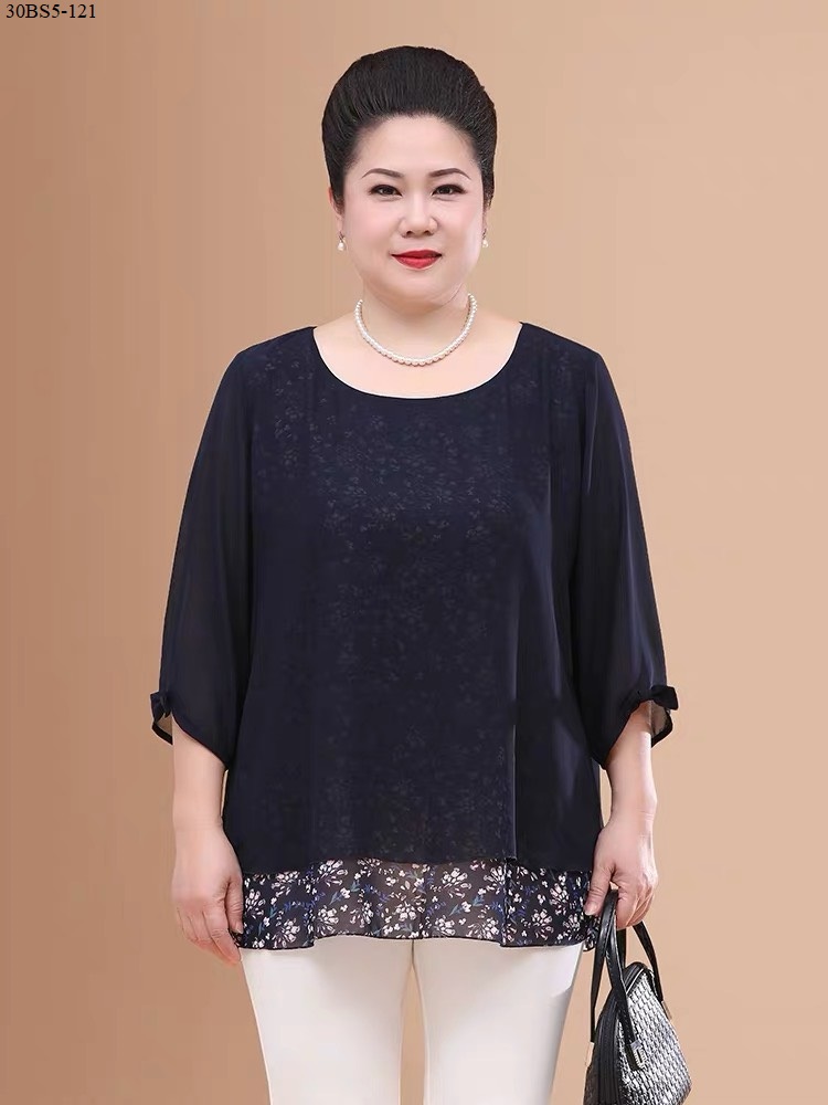 ÁO KIỂU NỮ PHỐI HOA BIG SIZE TRUNG NIÊN
