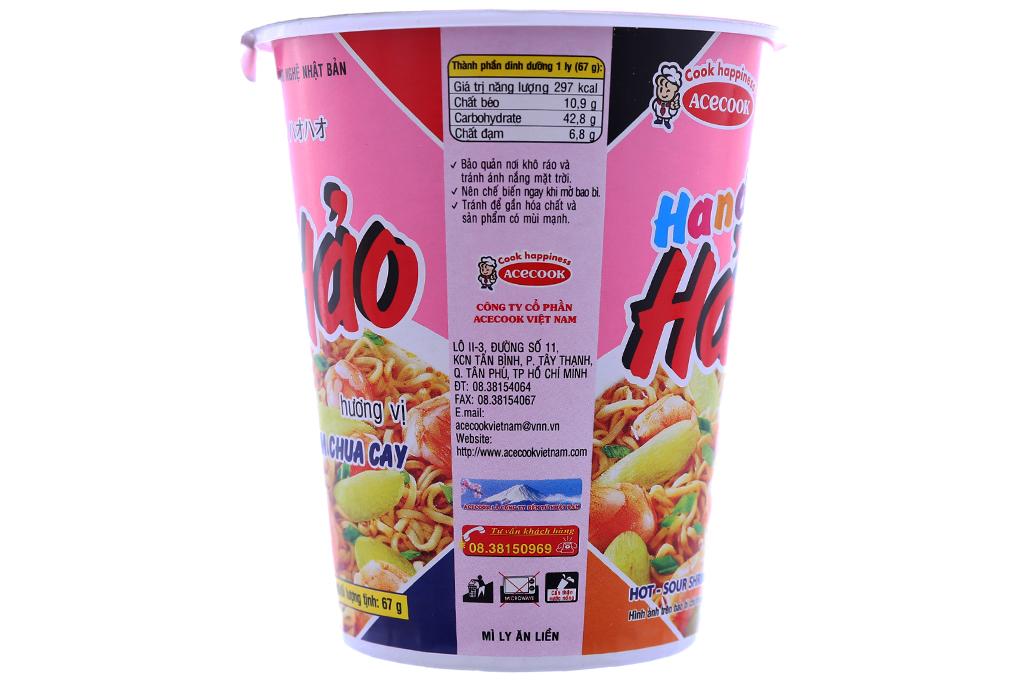 Combo 3 Cốc Mỳ Handy Hảo Hảo Tôm Chua Cay 67G