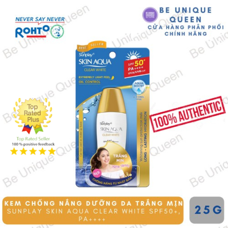 Kem chống nắng Sunplay dưỡng da trắng mịn - Sunplay Skin Aqua Clear White SPF50+, PA++++ 25gr cao cấp