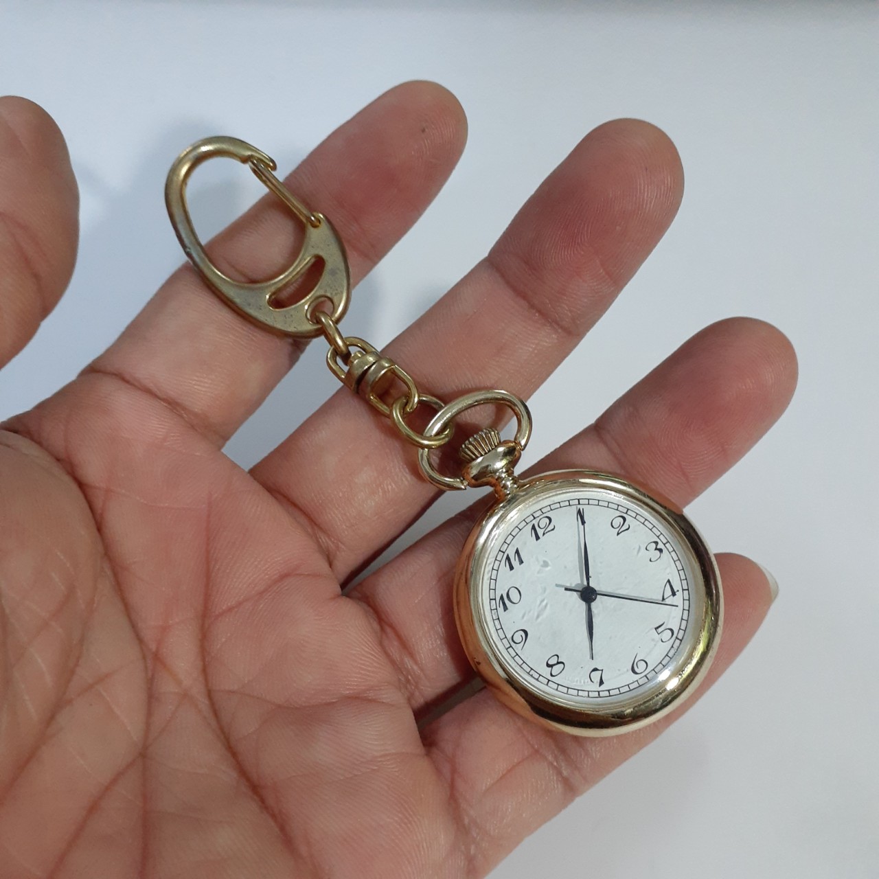Đồng hồ móc khóa nam nữ Mặt Trắng second hand si Nhật