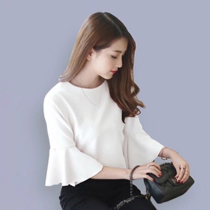 [HCM]Áo Kiểu Nữ Tay  Loe 3 Màu Dễ Thương
