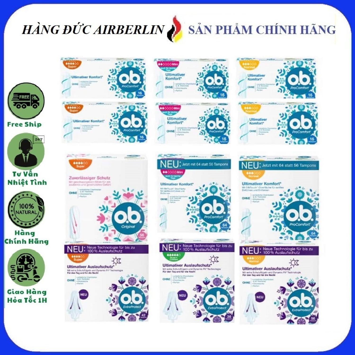 [Hàng Đức chính hãng.HN]Băng vệ sinh Tampon Ob Đức dạng nút chai{hangducairberlin}