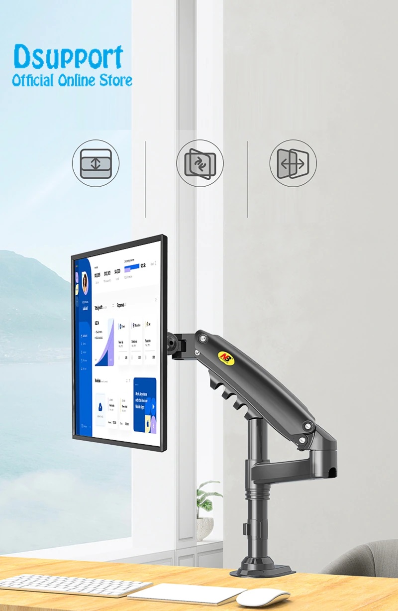 Giá treo màn hình máy tính gắn bàn NB F80 17-30 inch , Arm LCD treo màn hình H80 nâng hạ màn hình cao hơn F80, monitor arm M051 dạng cột