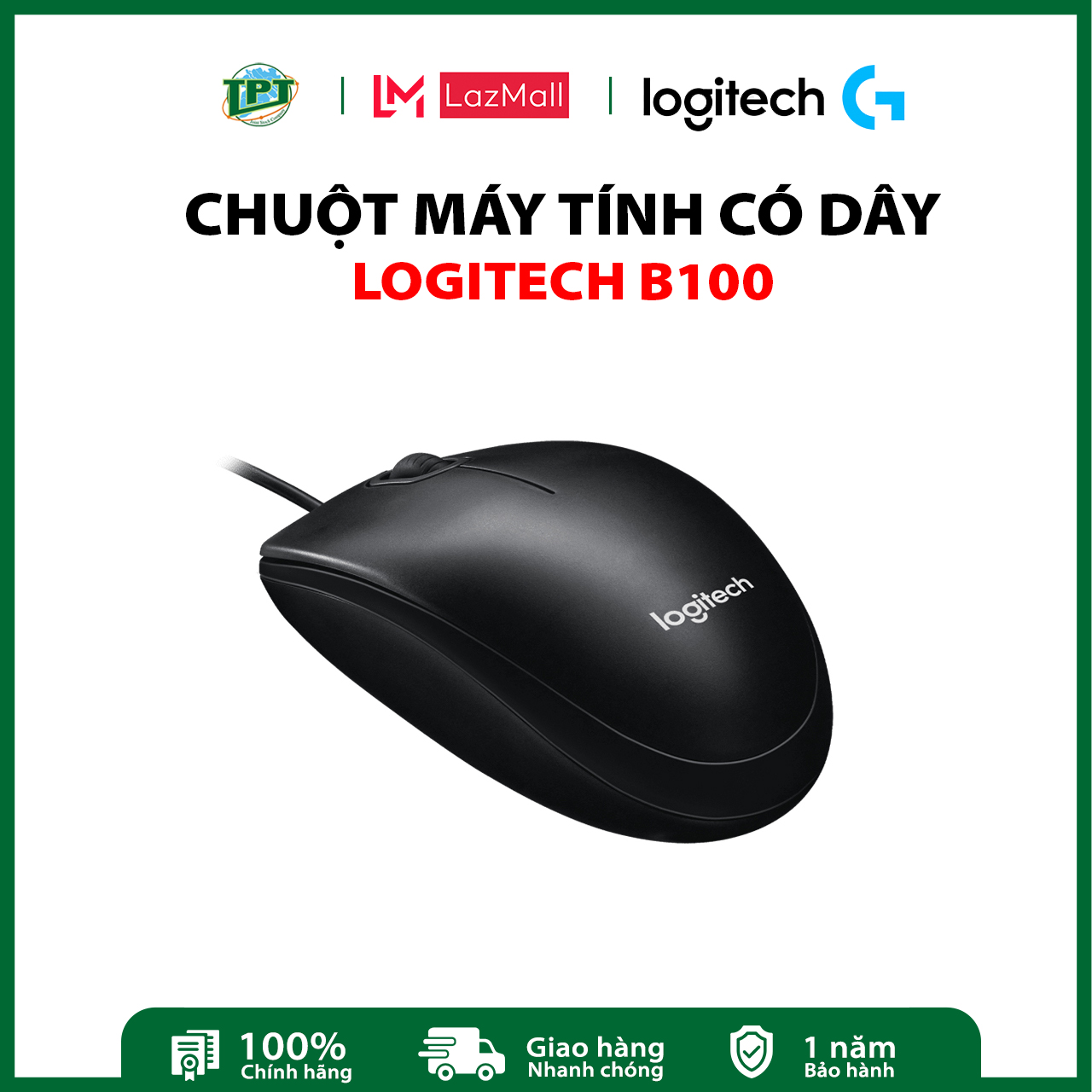 Chuột Logitech B100 Black - USB