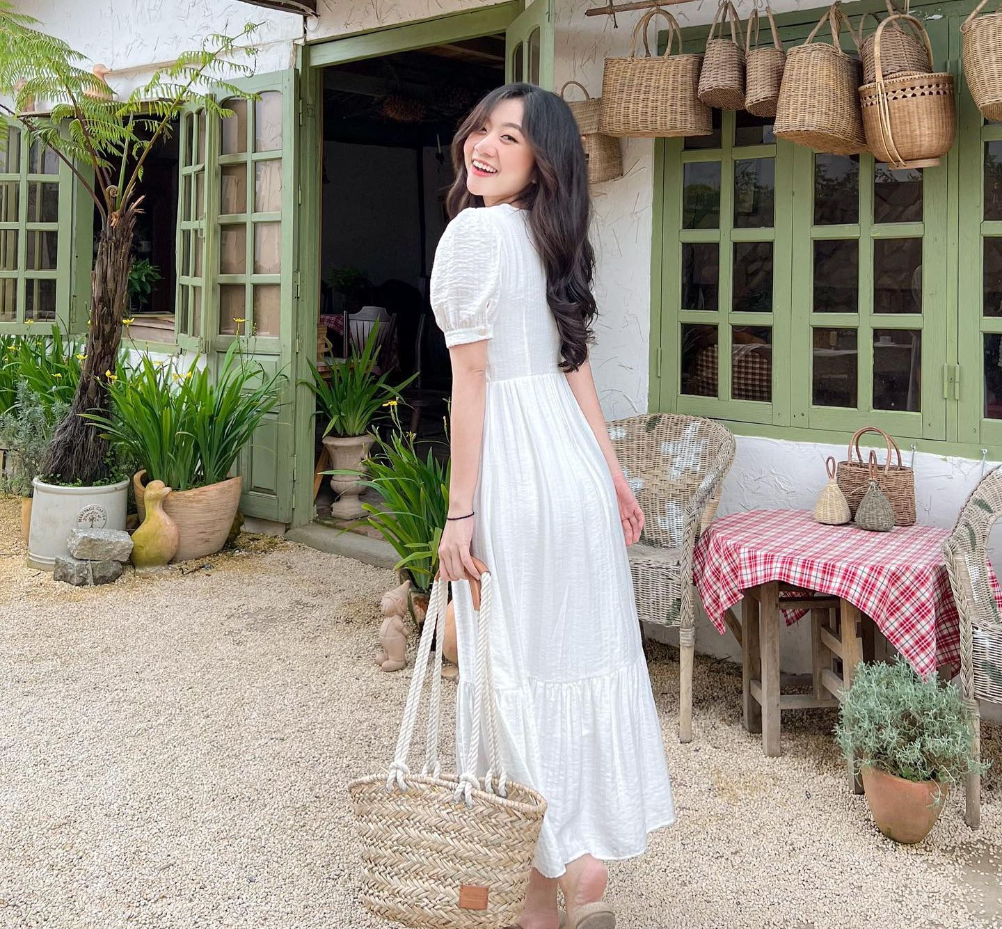 Đầm NAMIA - Đầm cổ tim dáng midi