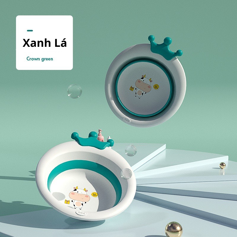 Thau Rửa Mặt Gấp Gọn Hình Bò Sữa Thương Cho Bé