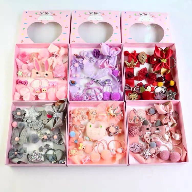 Set 17 Cặp Tóc, Dây Buộc Tóc Siêu Cute Dễ Thương Cho Bé Gái