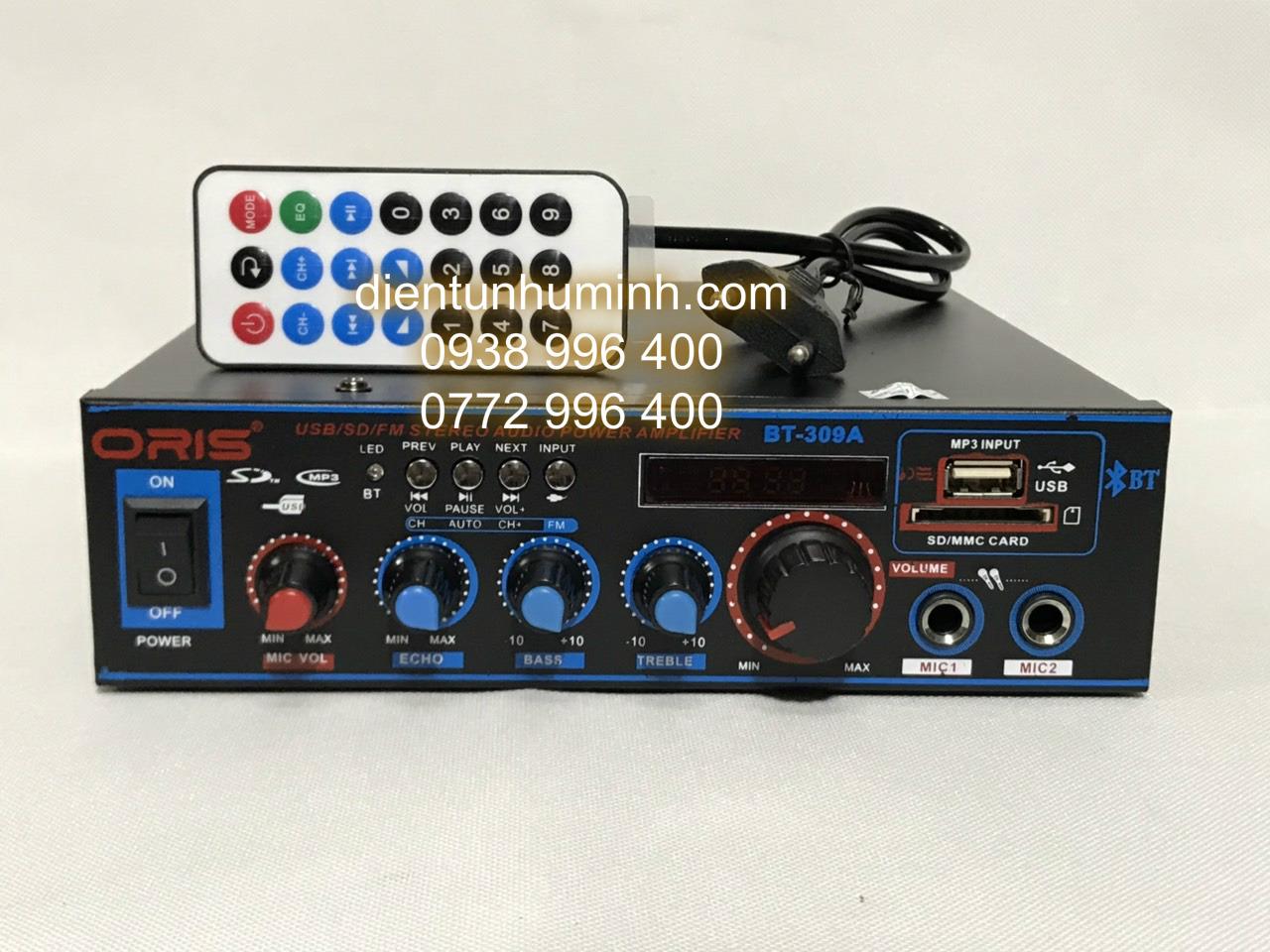 [HCM]Ampli mini Cao Cấp Bluetooth điện 220V và 12V ORIS BT-309A