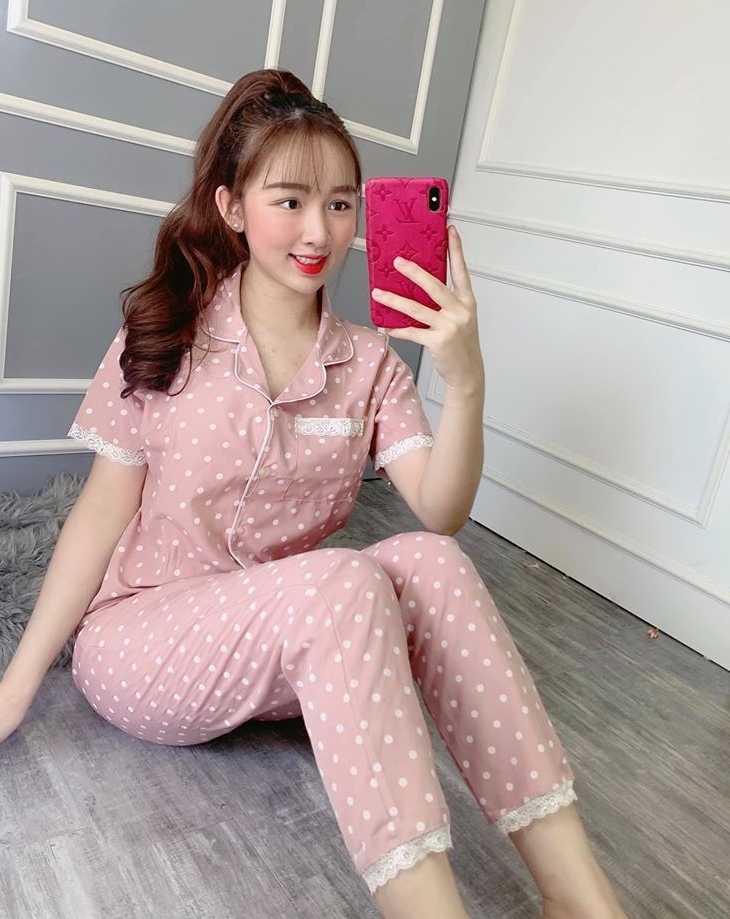 ĐỒ BỘ PIJAMA NỮ CHẤM BI ĐẸP KATE LỤA MỀM MỊN THOÁNG MÁT