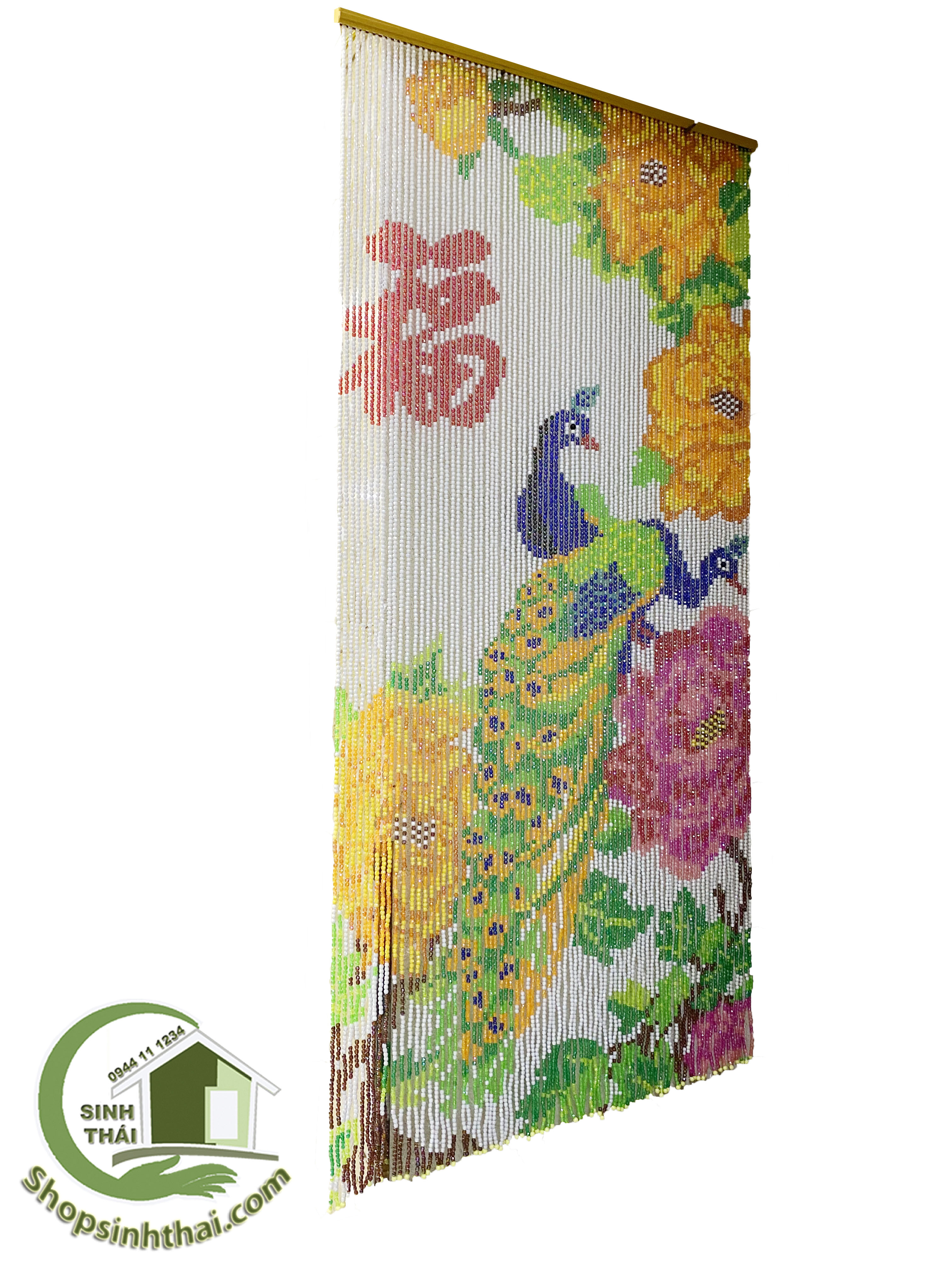 Rèm màn chuỗi hạt nhựa hình chim công nhiều màu 1m x 2m - rèm sanko cao cấp - giao màu ngẫu nhiên
