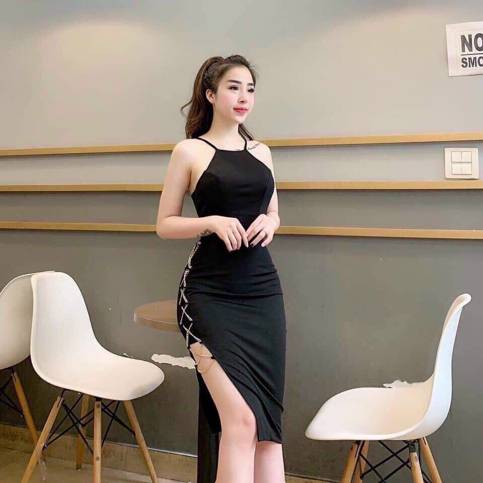 ĐẦM ÔM BODY YẾM XẺ TÀ ĐAN DÂY DD057