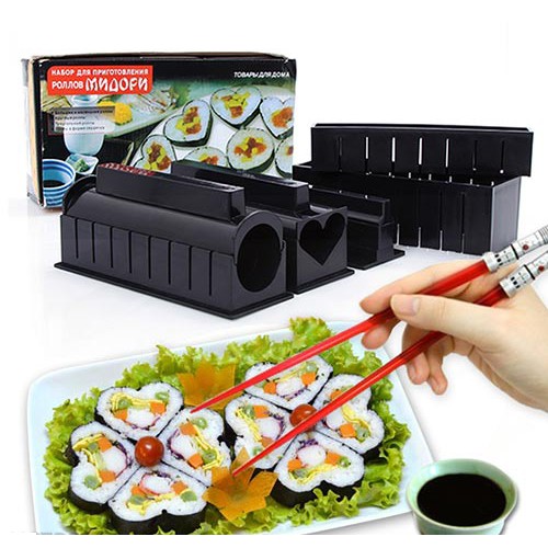 Bộ Dụng Cụ Làm Sushi 10 Món, Khuôn Làm Sushi, Dụng Cụ Chế Biến Món Sushi, Cơm Cuộn, Kim Bắp, Trứng Cuộn Tiện Dụng