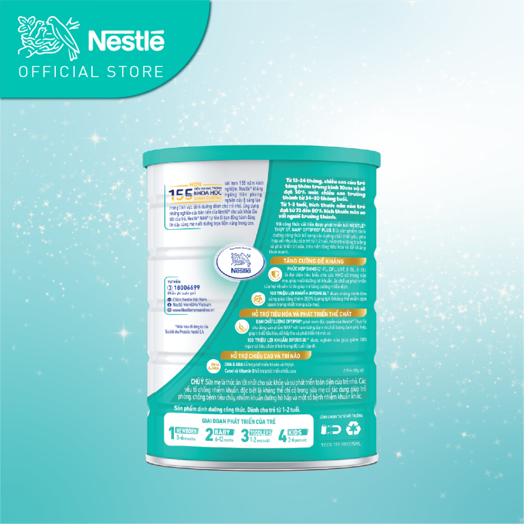 (HSD T8-2026) (MẪU MỚI) Sữa Bột Nestle NAN OPTIPRO PLUS 3 – Hộp 1.5KG.