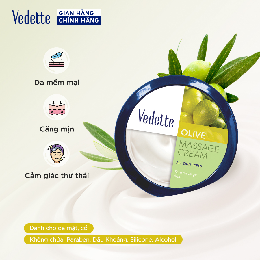 Kem Massage Vedette Olive 145ml