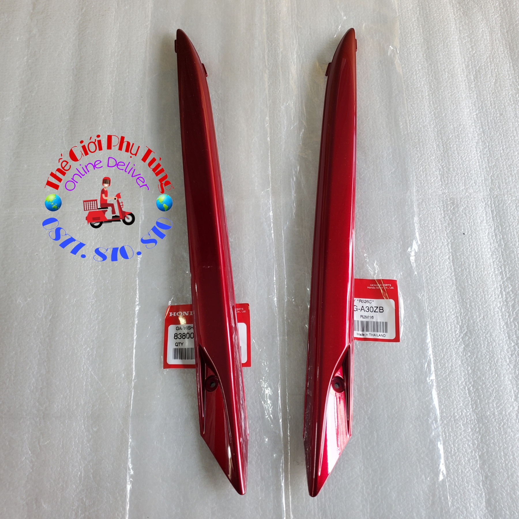 Cặp chỉ sườn, nẹp sườn ab thái 110 đỏ zin honda thái lan - 83700-kvg-a30zb/ 83800-kvg-a30zb