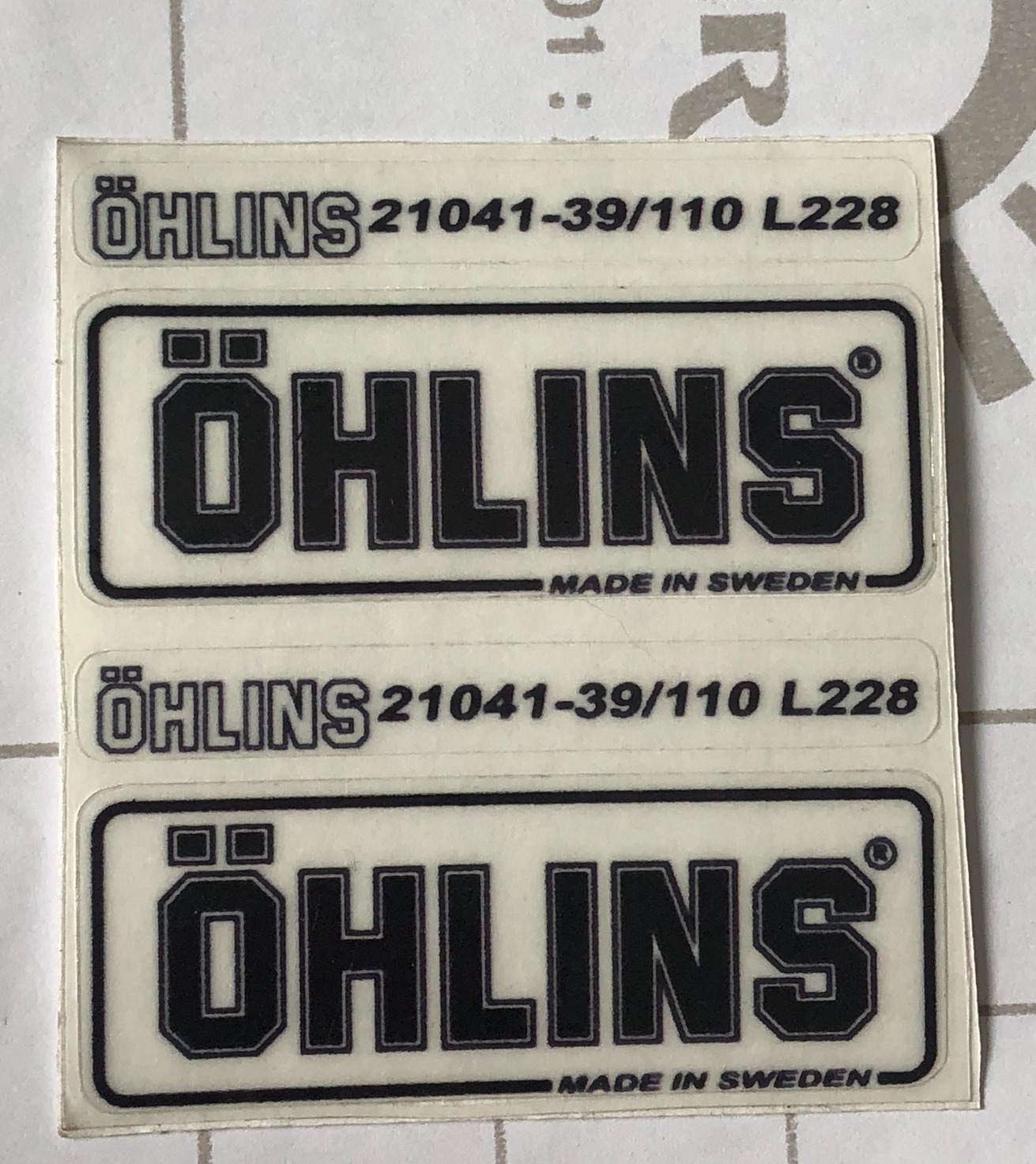 Cặp Tem OHLINS Đen Dán Bình Dầu, Phuộc Sau Trong Suốt