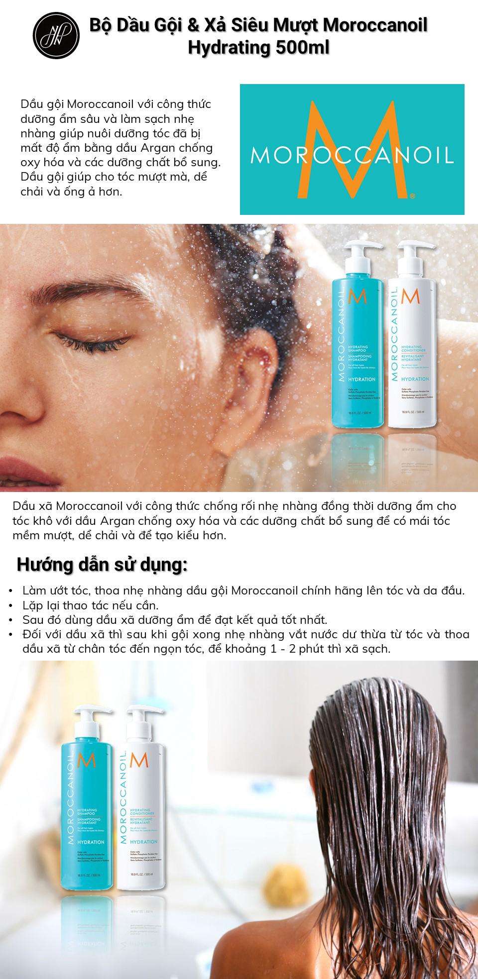 [Authentic] COMBO DẦU GỘI VÀ DẦU XẢ MOROCCANOIL HYDRATION 500ML X2