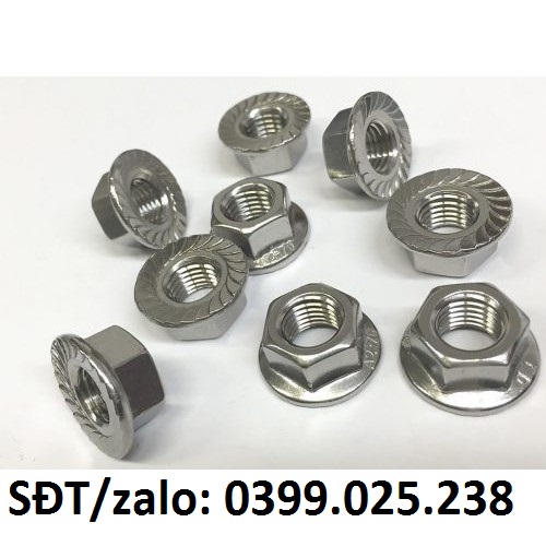 Combo 10 con đai ốc, ecu liền long đen inox (ê cu).