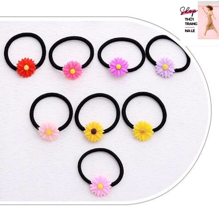 [HCM][Set 10 Dây Thun Cột Tóc Kẹp Tóc Hoa Cúc Đẹp Dễ Thương