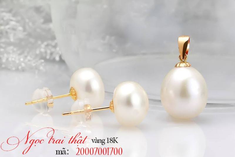 EROPI -Bộ set vàng 18k ngọc trai thật 4 màu tự nhiên