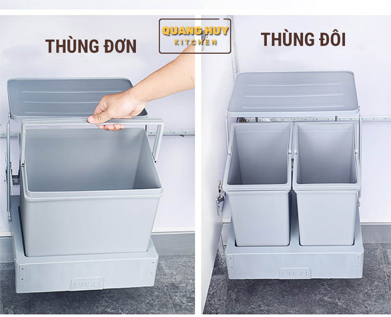 Thùng rác âm tủ bếp nhấn mở tự động thương hiệu Grob