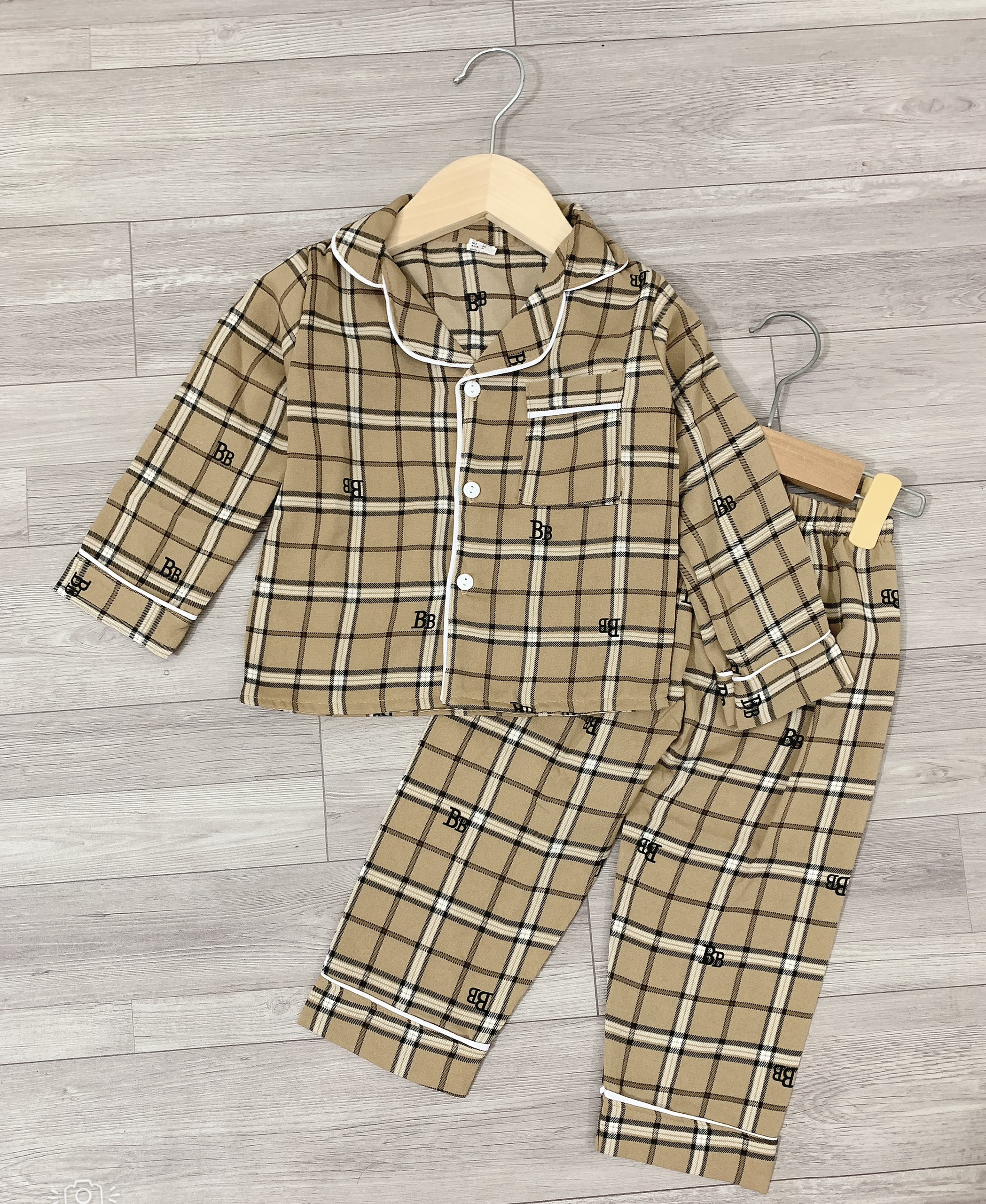 Bộ pyjama lụa dài tay bé trai,bé gái 10-36kg