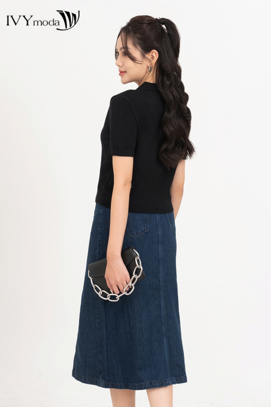 Áo polo len dáng croptop IVY moda MS 57M7803